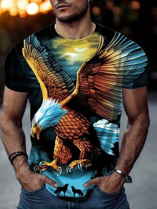 Camiseta con estampado de moda de águila para hombre