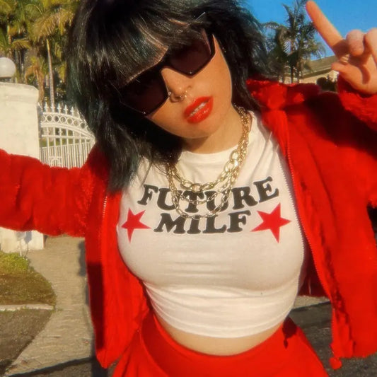 Camisetas estampadas com estrelas MILF do futuro dos anos 90