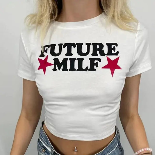 Camisetas con estampado de estrellas MILF del futuro de los años 90